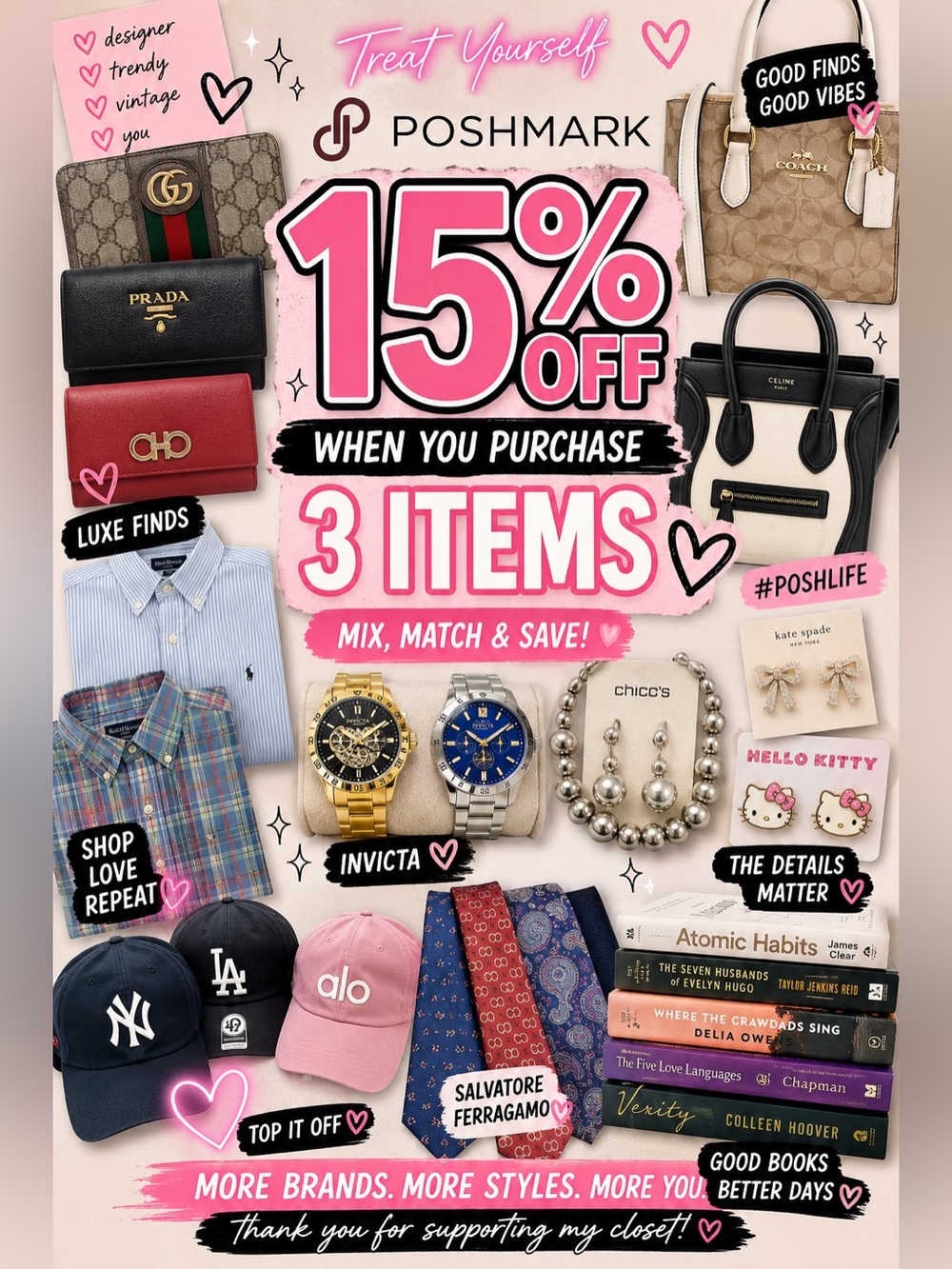 15% Off With Purchase Of Three Items — automatically applied.